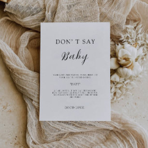 Don't Say Baby Game, Minimalist Baby Shower Sign, Invitation