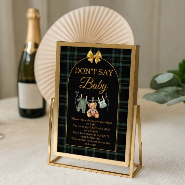 Don't Say Baby Game Sign Green Black  Teddy Bear (Creator Uploaded)