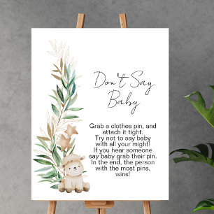 Don't say baby game sweet little lamb greenery poster