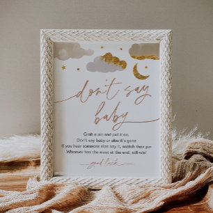 Don't Say Baby Game Twinkle Star Baby Shower Poster