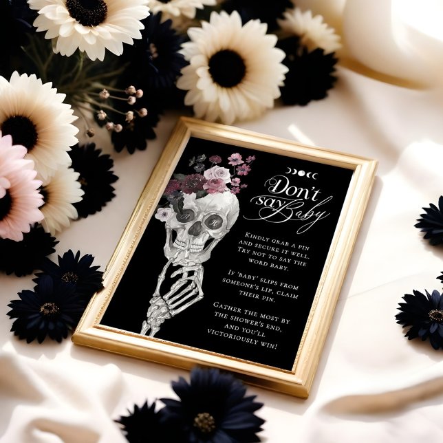 Don't Say Baby Gothic Floral Skull Baby Shower Poster (Don't Say Baby Gothic Floral Skull Baby Shower Poster)