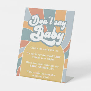 Don't Say Baby Groovy Retro Sunshine Shower Pedestal Sign