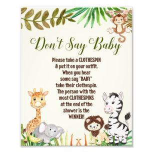 Don't Say Baby Jungle Safari Baby Shower Sign