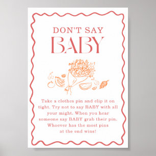Don't Say Baby, Locally Grown Baby Shower Game Poster
