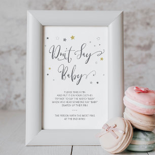 Don't say baby poster   Gender Neutral Baby Shower