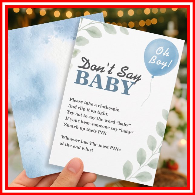Dont Say Baby Shower Game Balloon Eucalyptus Invitation (Creator Uploaded)