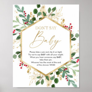 Don't say baby shower game Christmas winter Poster
