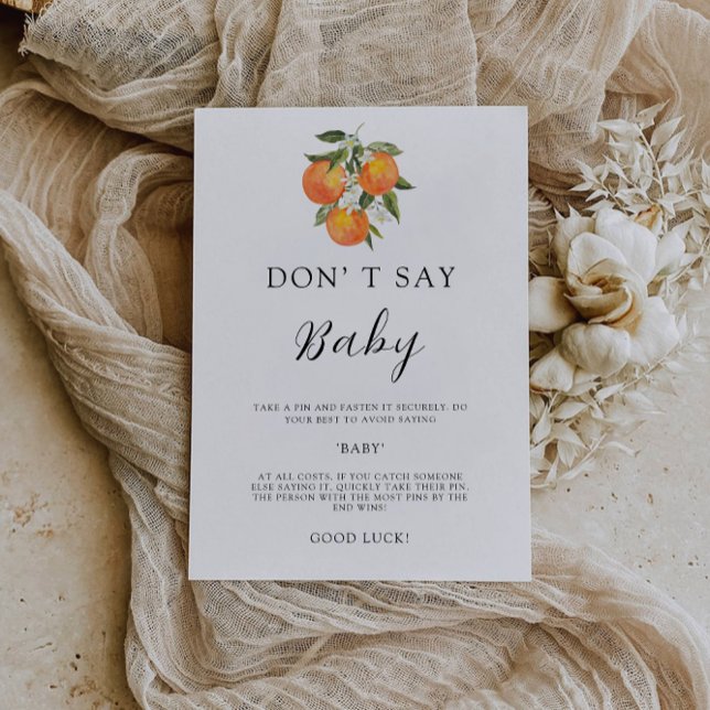 Don't Say Baby Shower Game, Watercolor Oranges Invitation (Don't Say Baby Shower Game, Watercolor Oranges Invitation)
