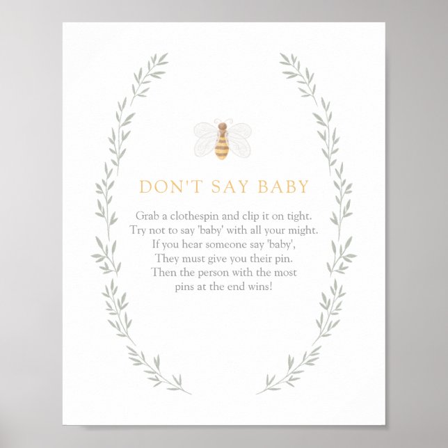 Don't Say Baby Sign Bee Baby Shower (Front)