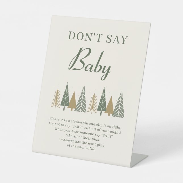 Don't Say Baby Winter Baby Shower Game Pedestal Sign (Front)