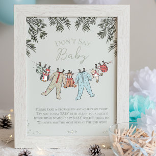 Dont Say Baby Winter Baby Shower Game Poster