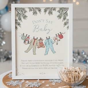 Dont Say Baby Winter Baby Shower Game Poster