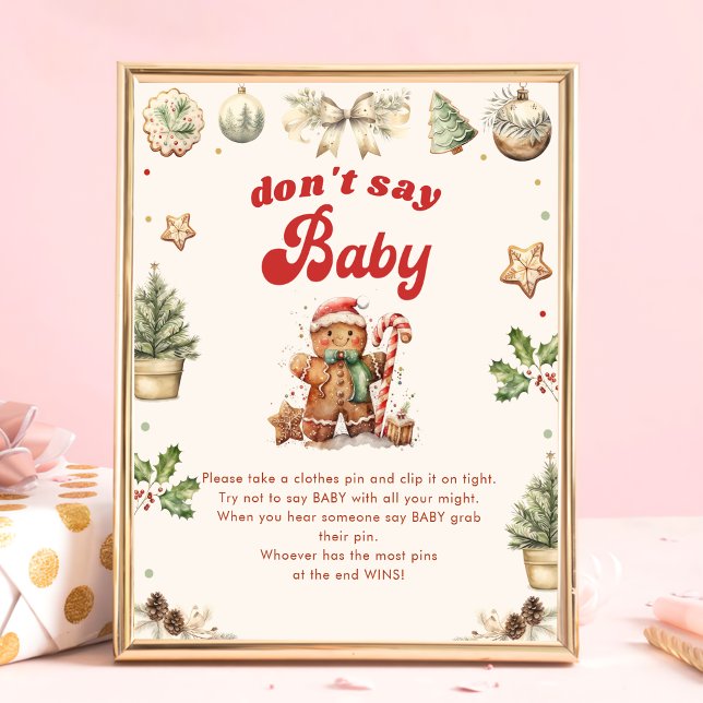 Don't Say Baby Winter Christmas Baby Shower Game Poster (Creator Uploaded)