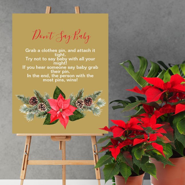 Don't say baby Winter Red Poinsettia Pinecone Poster (Creator Uploaded)