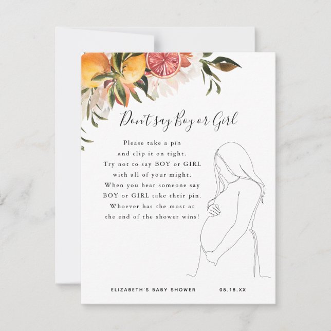 Don't Say Boy Or Girl | Baby Shower Game (Front)