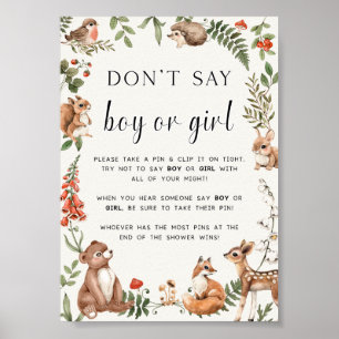 Don't say Boy or Girl Baby Shower Game Poster