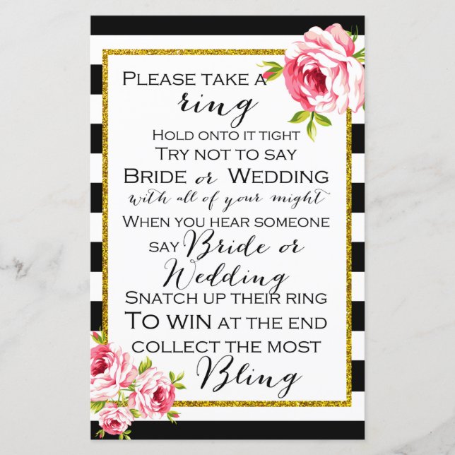 Don't Say Wedding or Bride - Bridal Shower Game (Front)