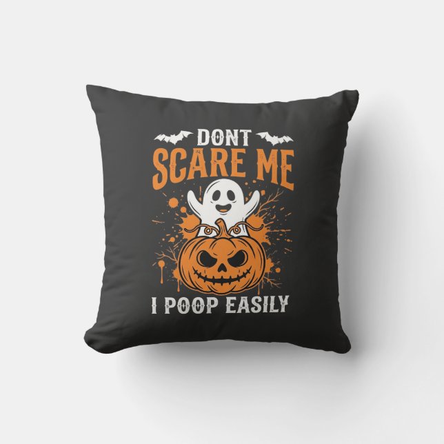 Don't Scare Me Halloween Ghost Pumpkin Design Cushion (Front)