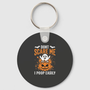 Don't Scare Me Halloween Ghost Pumpkin Design Key Ring