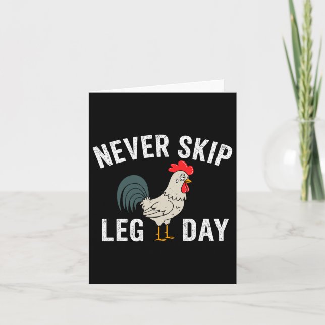 Don't Skip Leg Day Gym Rooster Funny Workout Weigh Card (Front)