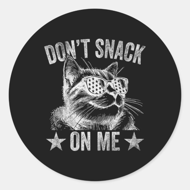 Don't Snack On Me Funny Cat 1  Classic Round Sticker (Front)