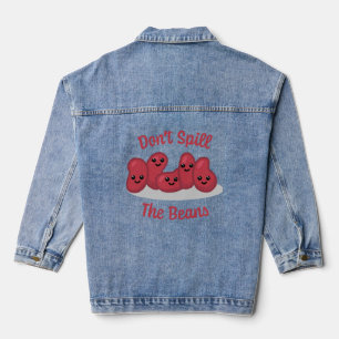 Don't Spill The Beans! Cute Bean Cartoon Denim Jacket