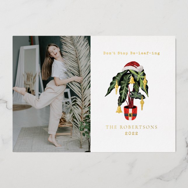 Don't Stop Be-leaf-ing Plant Christmas Foil (Front)