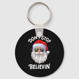 Dont Stop Believin Santa Christmas Boys Kids Key Ring