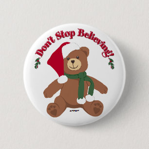Don't Stop Believing! Christmas Bear 6 Cm Round Badge