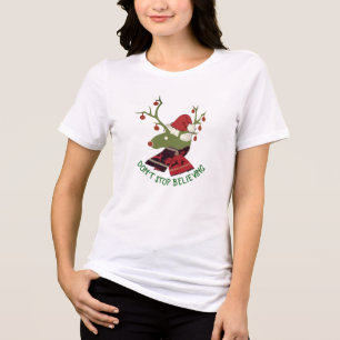 Don't Stop Believing Faith Santa Christmas Shirt