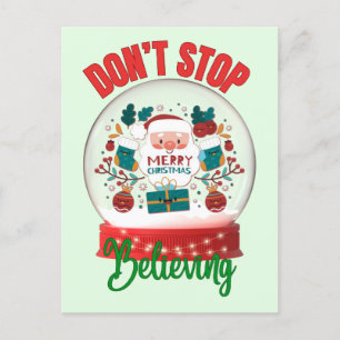 Don't Stop Believing Santa Merry Christmas Postcard