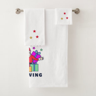 Don't Stop Believing Santa with Gifts Bath Towel Set