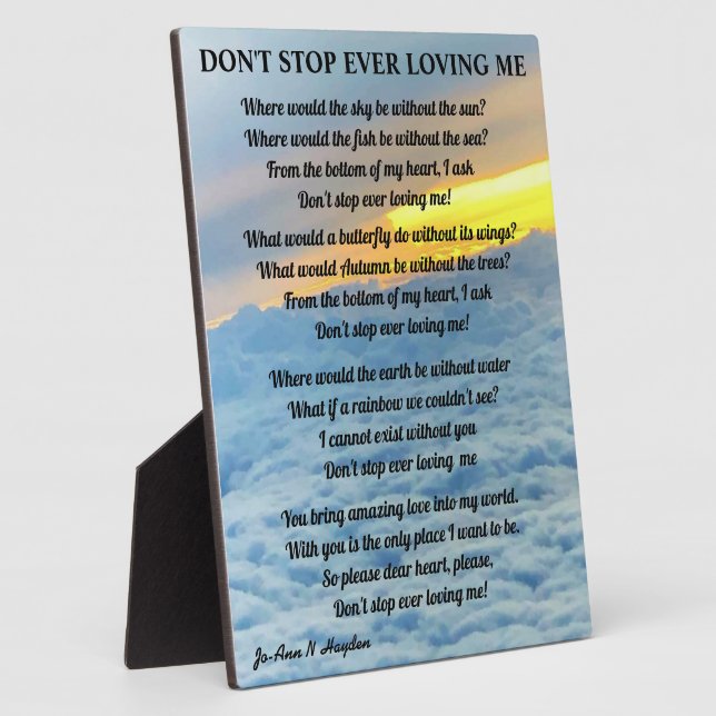 DON'T STOP EVER LOVING ME   PLAQUE (Side)