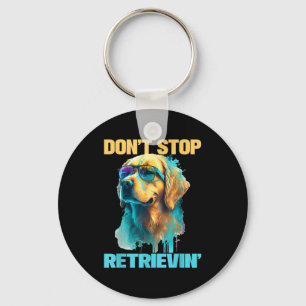 Don't Stop Retrievin - Retro Golden Retriever Dog  Key Ring