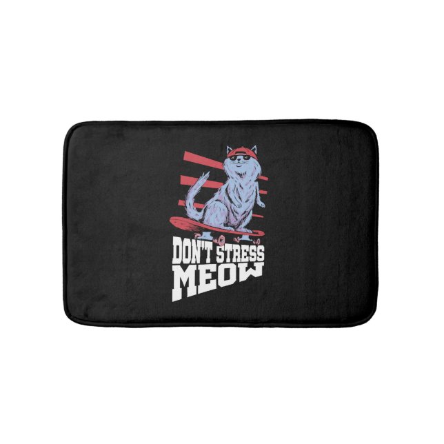 Don't Stress Meow Stress Awareness Month Bath Mat (Front)