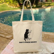 Don't Stress Meowt Cat Tote Bag, Cat lover gifts,