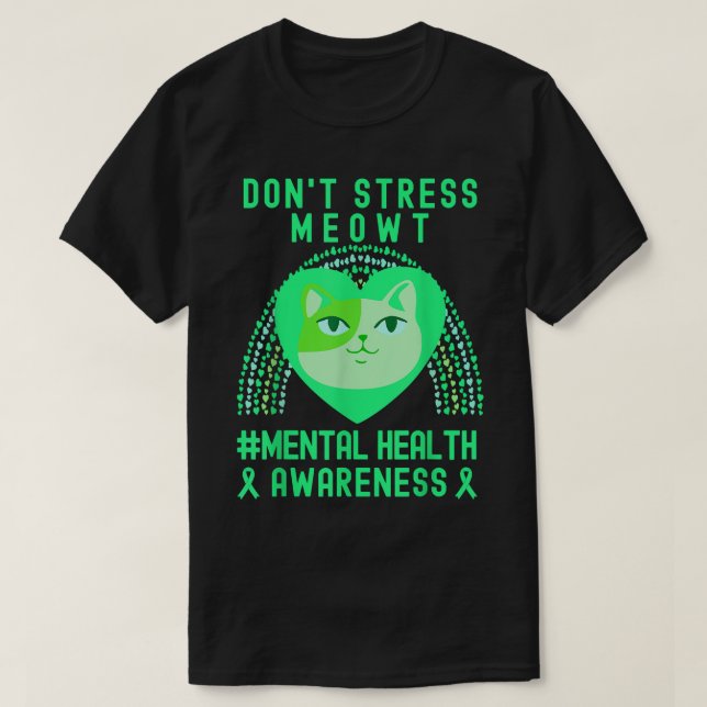 Don't Stress Meowt Mental Health Awareness Rainbow T-Shirt (Design Front)