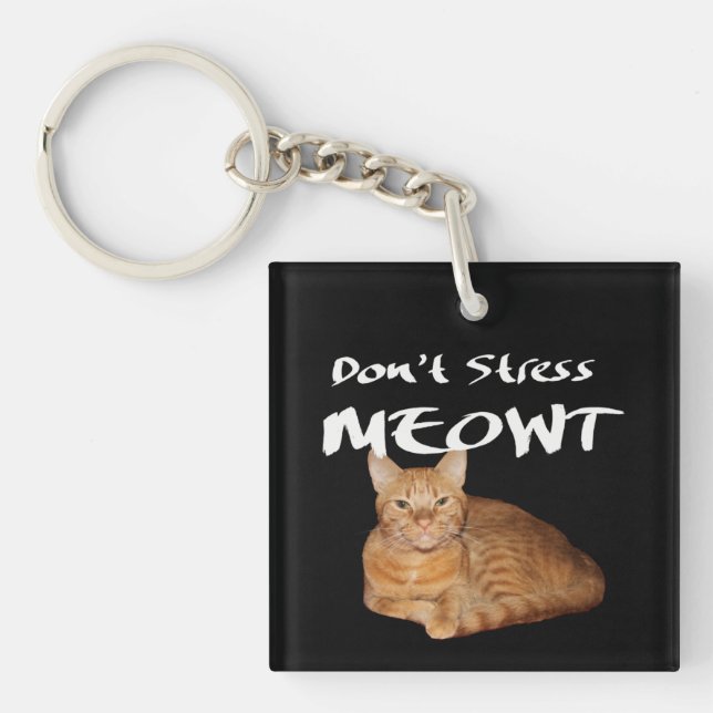 Don't Stress Meowt - Orange Cat Stress Me Out Key Ring (Front)