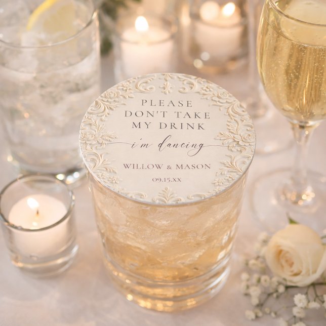Don't Take My Drink I'm Dancing Baroque Wedding Round Paper Coaster (Don't Take My Drink I'm Dancing Baroque Wedding Round Paper Coaster)