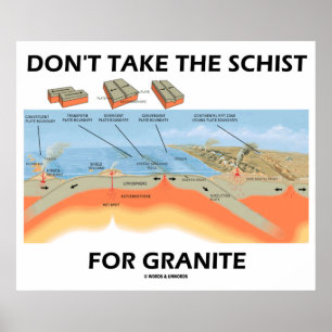 Don't Take The Schist For Granite (Geology Humour) Poster