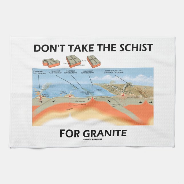 Don't Take The Schist For Granite (Geology Humour) Tea Towel (Horizontal)