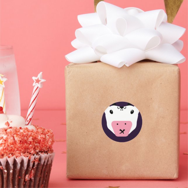 Don't Tell Secret Cute Kawaii Cow Classic Round Sticker (Party)