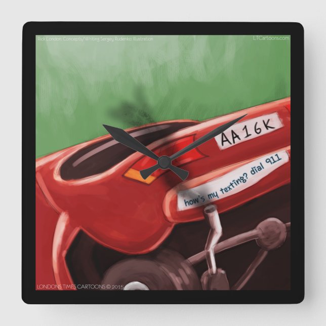 Dont Text & Drive Funny Rick London Wall Clock (Front)