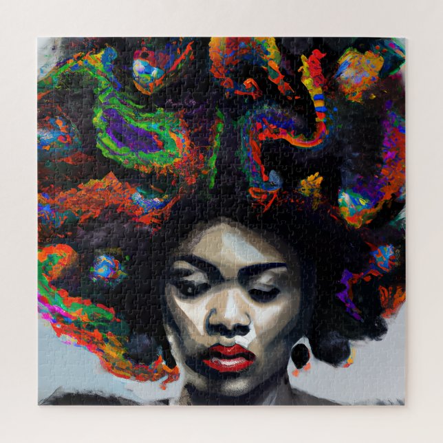 Don't Touch My Hair Black Melanin Afro Queen Crown Jigsaw Puzzle (Vertical)