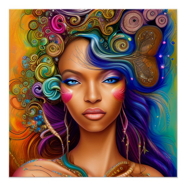 Don't Touch My Hair Black Melanin Afro Queen Crown Poster (Front)