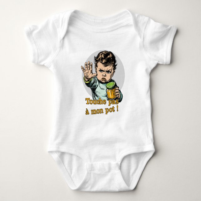 DON'T TOUCH MY POTTY! (baby, kitchen) Baby Bodysuit (Front)