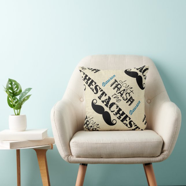 Don't Trash the Stache Moustache Retro Hipster Cushion (Chair)