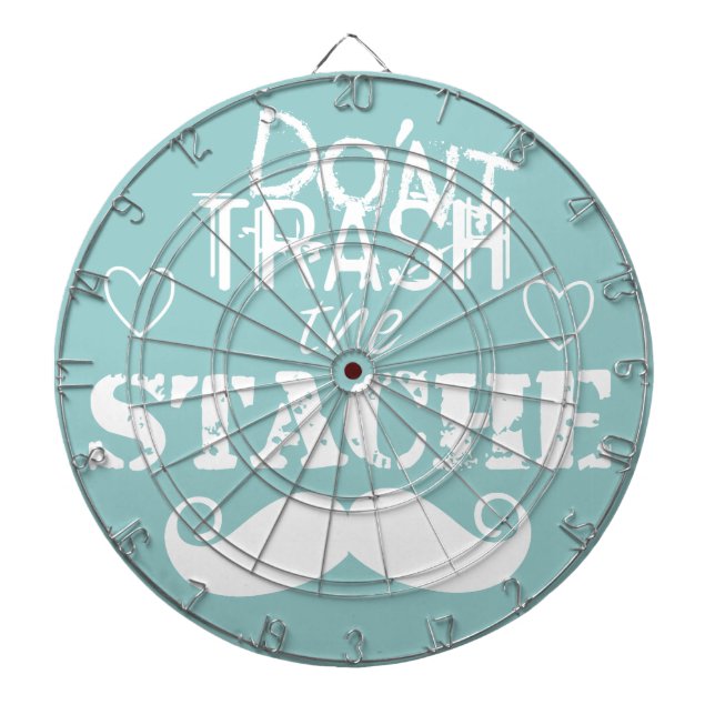 Don't Trash the Stache Moustache Retro Hipster Dartboard (Front)