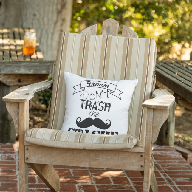 Dont Trash the Stache Moustache Retro Hipster Groo Outdoor Cushion (Chair)