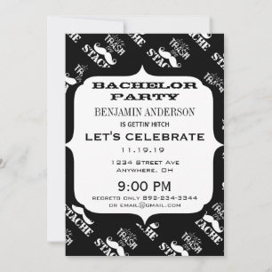 Don't Trash the Stache Moustache Retro Hipster Invitation